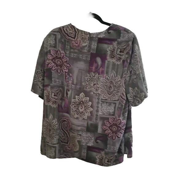 Alfred Dunner Gray Paisley Floral Full Zip Jacket & Top 2 PC Set Womans Size 20 - Picture 4 of 5